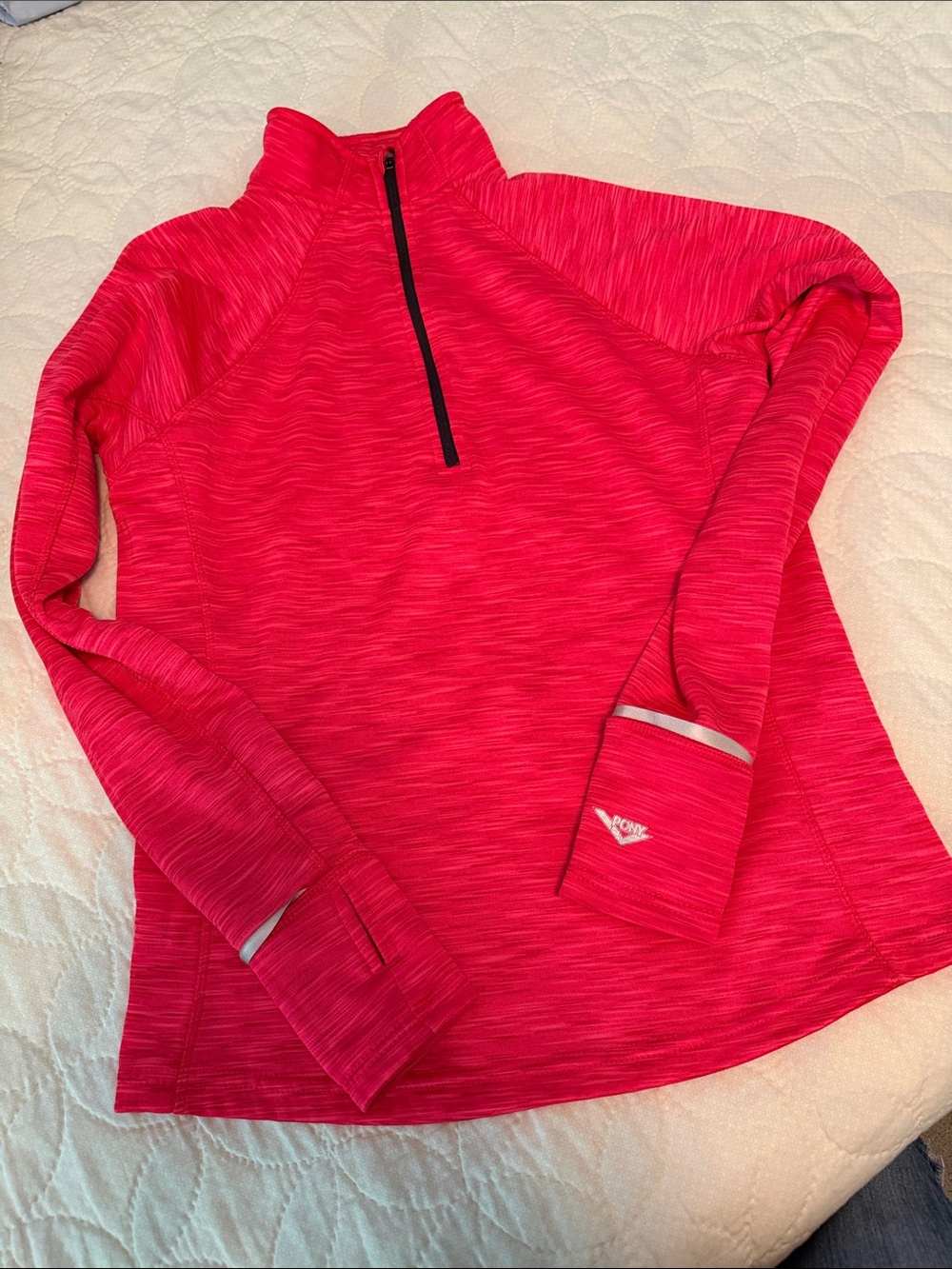 Pony Hot Pink Space-Dye Quarter-Zip Pullover